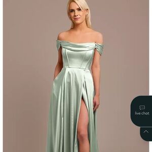 Charmeuse Cowl Off-the-Shoulder Dress